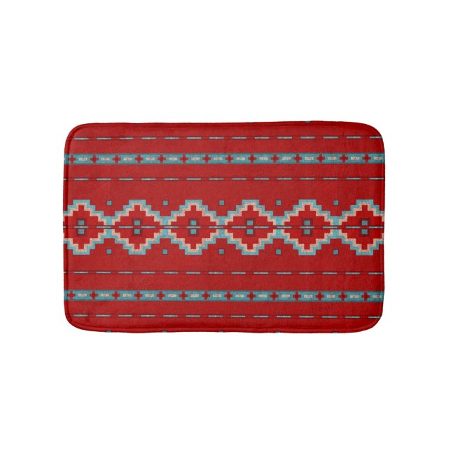 Tapis De Bain Mesas Sud-Ouest Rouge & Turquoise Petite (Devant)