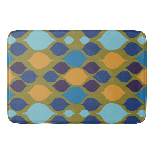 Tapis De Bain Mi-siècle 1960 Géométrique Vert (Devant)