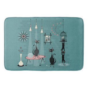 Tapis De Bain Mi-siècle Kitty Famille Mischief ©studioxtine