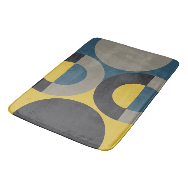 Tapis De Bain Mi-siècle moderne bleu jaune Gunmetal (Angle)