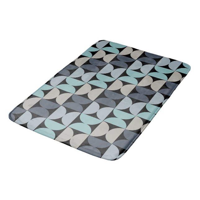 Tapis De Bain Mi-siècle moderne bleu vert et gris (Angle)