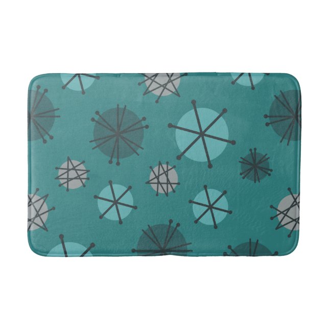 Tapis De Bain Mi-Siècle Moderne Starburks Turquoise (Devant)