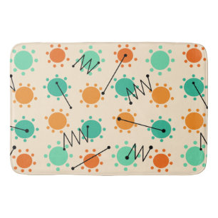 Tapis De Bain Mi-siècle Moderne Sunshine Orange Turquoise