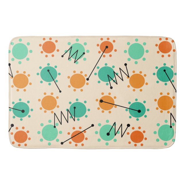Tapis De Bain Mi-siècle Moderne Sunshine Orange Turquoise (Devant)