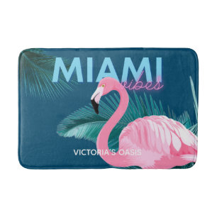 Tapis De Bain Miami Vibes Neon Flamant rose Art déco