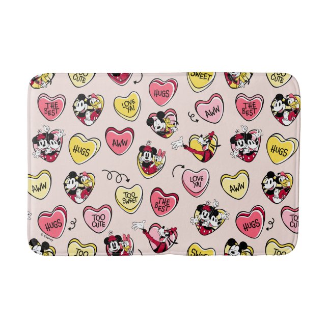 Tapis De Bain Mickey Souris & Amis | Valentine Heart Candy (Devant)