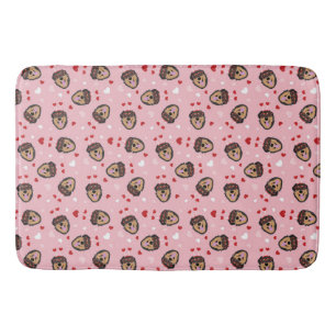 Tapis De Bain Mignonne amour chien rose rouge