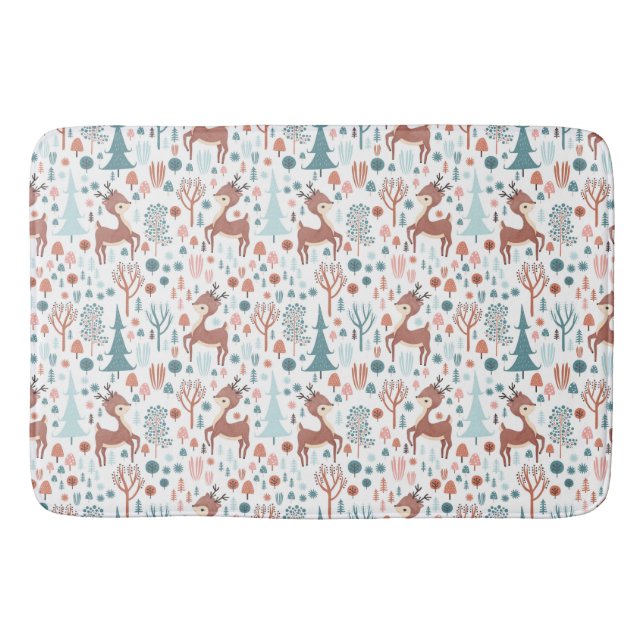 Tapis De Bain Mignonne cerf en Forêt Whimsical Noël Motif (Devant)