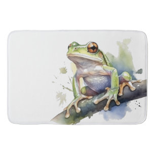 Tapis De Bain mignonne grenouille d'arbre assise sur une branche