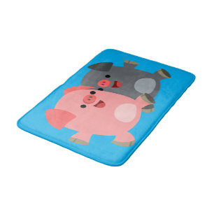 Tapis De Bain Mignonne Noir Et Blanc Cartographié Portes Bain Ma