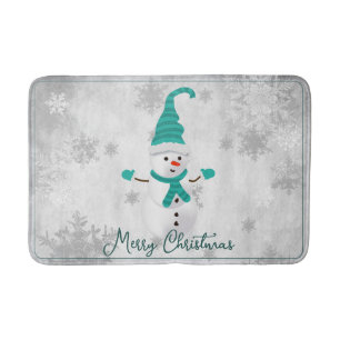 Tapis De Bain Mignonne turquoise Snowman Mat de bain de vacances