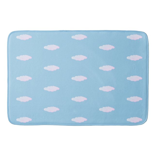 Tapis De Bain Mignons nuages pastel sur bleu ciel clair (Devant)