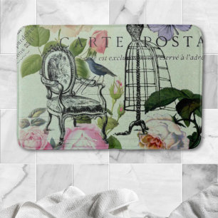 Tapis De Bain minder vintage french rose butterfly paris