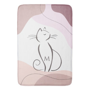 Tapis De Bain Mini Chat Noir Formes Boho Bio Monogramme