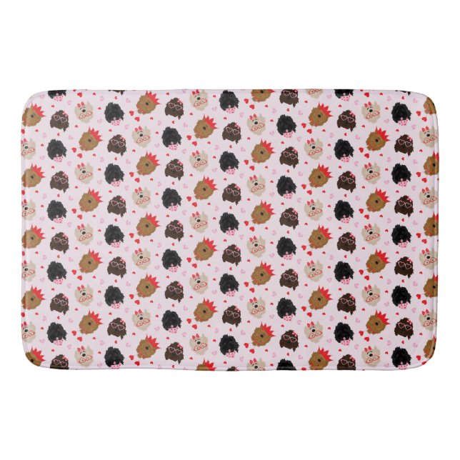 Tapis De Bain Mini Goldendoodle Chiens Valentines Day (Devant)