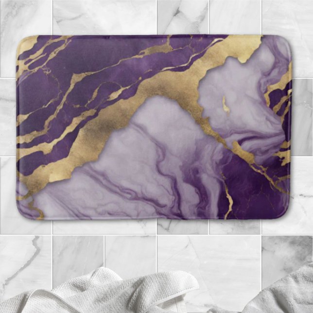 Tapis De Bain Mini-scandinave Chic Lilac Marbre pourpre (Minimalist Scandinavian Chic Lilac Purple Marble Bath Mat)