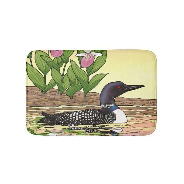 Tapis De Bain MN State Bird Flower Loon Lady Slipper (Devant)