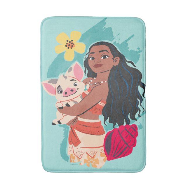 Tapis De Bain Moana Holding Pua Illustré (Devant (Vertical))