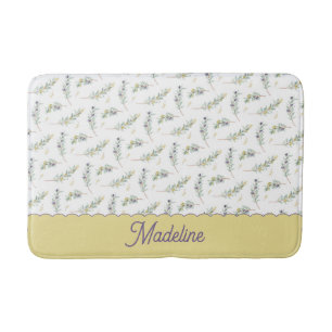 Tapis De Bain Modèle de monogramme de branche d'olive vert sauge