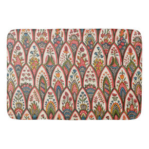 Tapis De Bain MODÈLE FLORAL ORIENTAL Fleurs colorées Feuilles