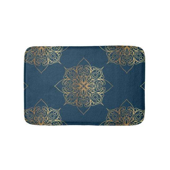 Tapis De Bain Modèle Mandala Damask Or (Devant)