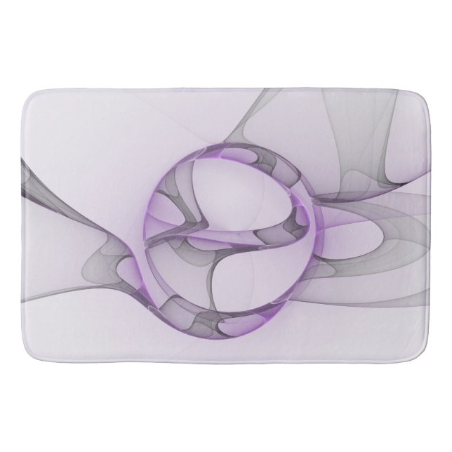 Tapis De Bain Modern Abstract Fractal Art Lavender Gray (Devant)