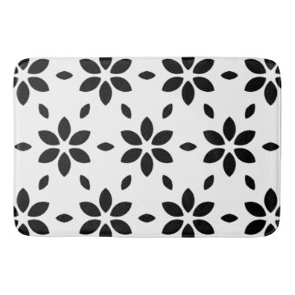 Tapis De Bain Modern Black and White Abstract Floral 