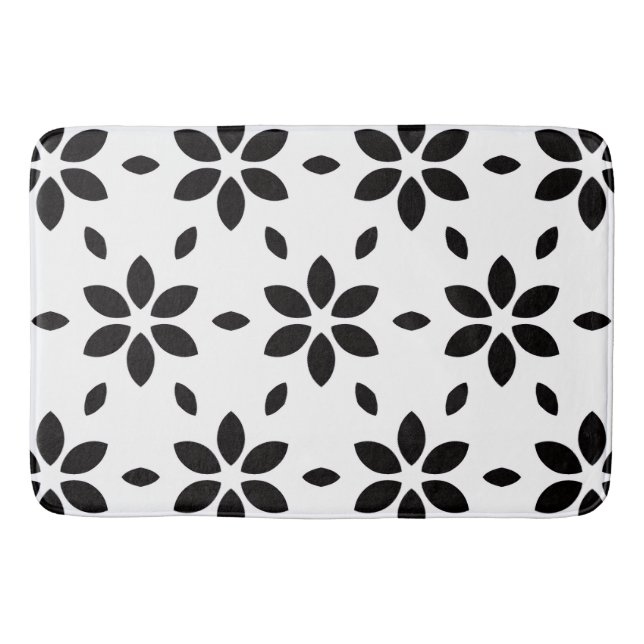 Tapis De Bain Modern Black and White Abstract Floral  (Devant)