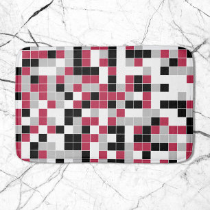 Tapis De Bain Modern Magenta Black Gray Geometric