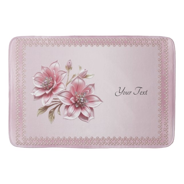 Tapis De Bain Modern Pink Flowers Bath Mat (Devant)