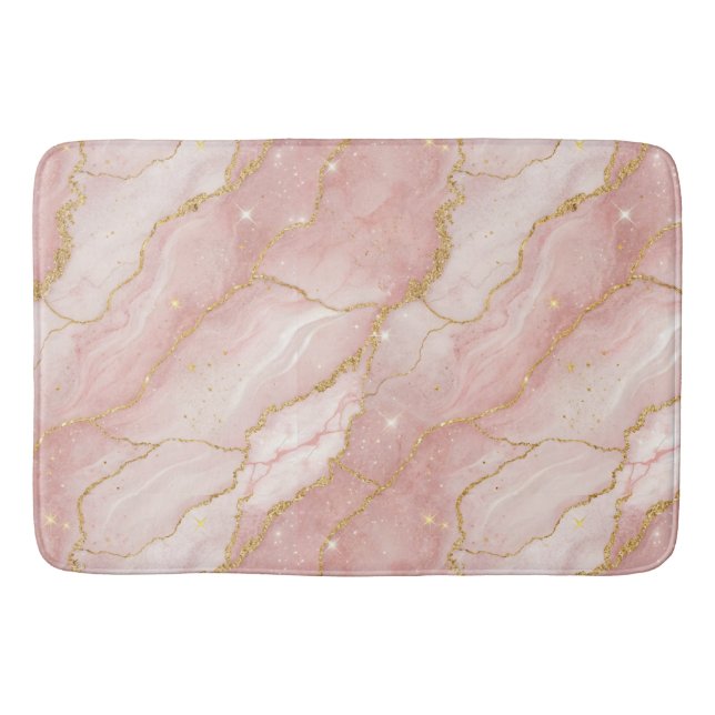 Tapis De Bain Modern Rose Quartz Marble Gold (Devant)