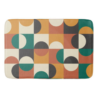 Tapis De Bain Moderne du milieu du siècle Demi-cercles vert et o