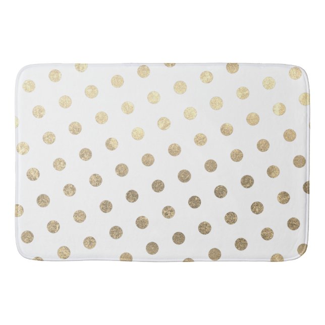 Tapis De Bain Moderne Élégant Simple Rose Blanc Pois Or (Devant)