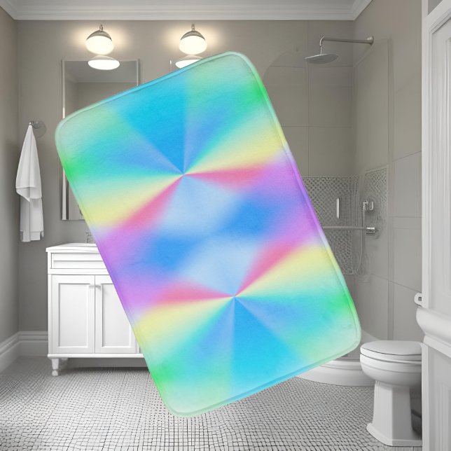 Tapis De Bain Moderne irisé pastel couleur arc-en-ciel (Créateur téléchargé)