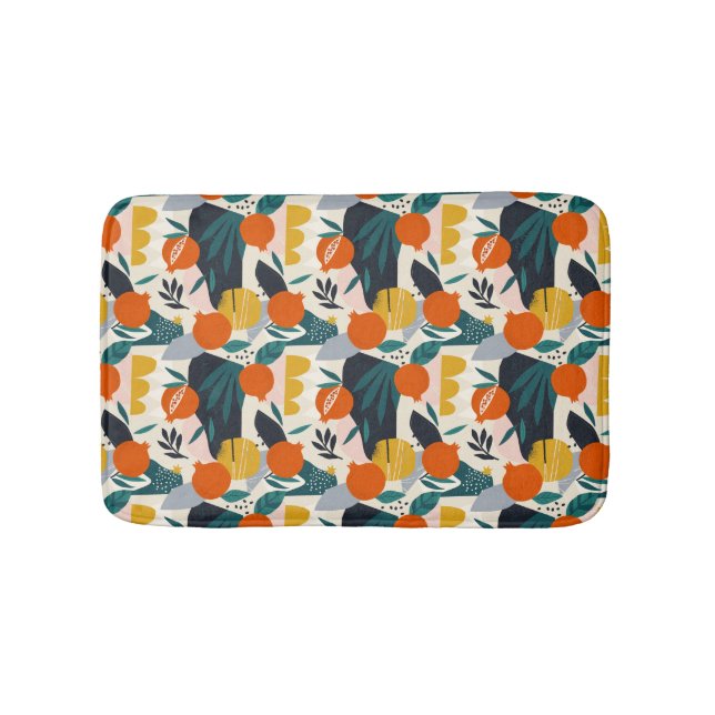 Tapis De Bain Moderne tendance Preppy Chic Apricot et Feuille (Devant)