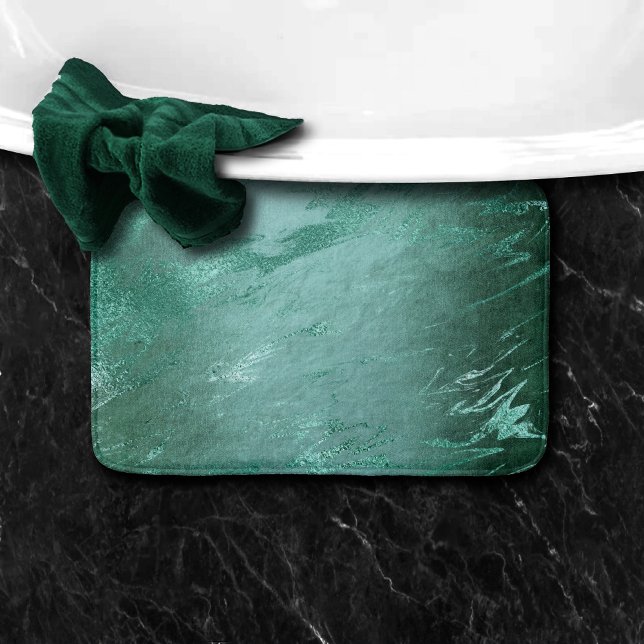 Tapis De Bain Molten Jade | Marbre de luxe Emerald Green (Créateur téléchargé)