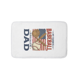 Tapis De Bain Mon Joueur De Baseball Préféré M'appelle Papa Vint