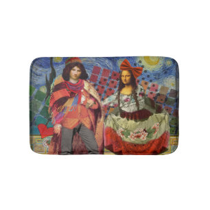 Tapis De Bain Mona Lisa Romantic Funny Art coloré