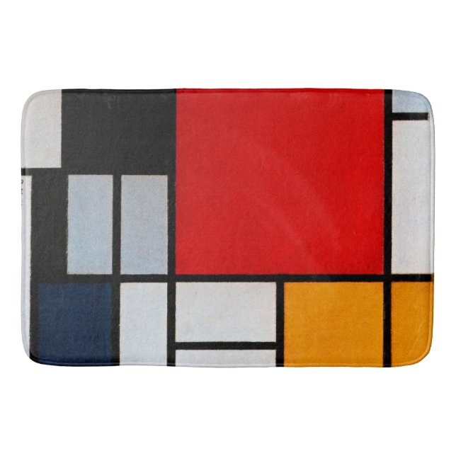 Tapis De Bain Mondrian - Composition avec grand plan rouge (Devant)