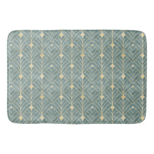 Tapis De Bain Monnaie verte, or, motif Art déco, vintage, rétro,