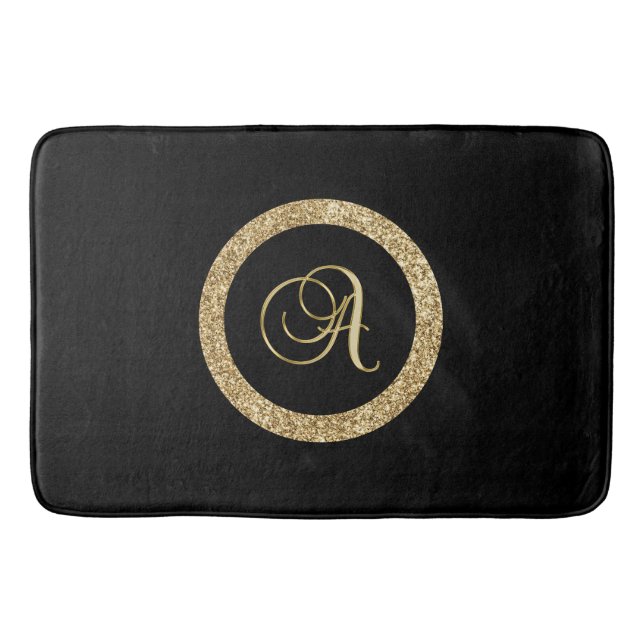 Tapis De Bain Monogramme A, élégant script doré (Devant)