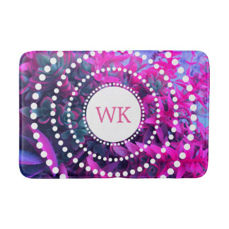Tapis De Bain Monogramme art succulent assez rose et pourpre
