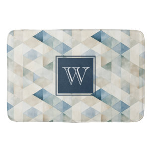 Tapis De Bain Monogramme Bain Motif Abstrait Bleu Tranquil Beach