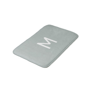 Tapis De Bain Monogramme blanc minimal sur gris