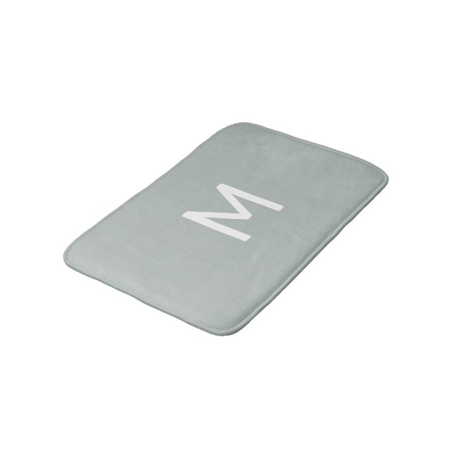 Tapis De Bain Monogramme blanc minimal sur gris (Angle)