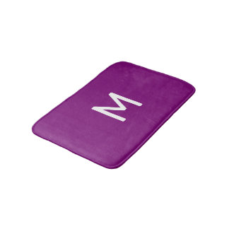 Tapis De Bain Monogramme blanc minimal sur violet