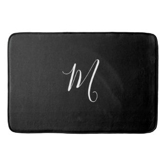 TAPIS DE BAIN MONOGRAMME BLANC SOLIDE CHIC DU BAIN MAT_BLACK