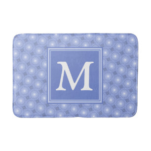Tapis De Bain Monogramme bleu cercles motif