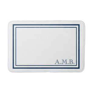 Tapis De Bain Monogramme bleu marine classique personnalisé