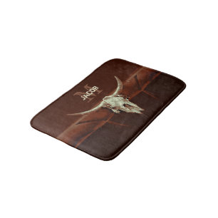 Tapis De Bain Monogramme Brown du crâne taureau Pays occidental